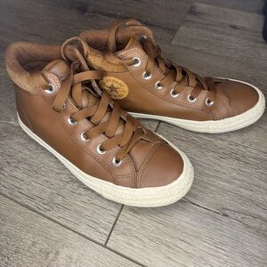 Brown leather and suede converse all star shoes